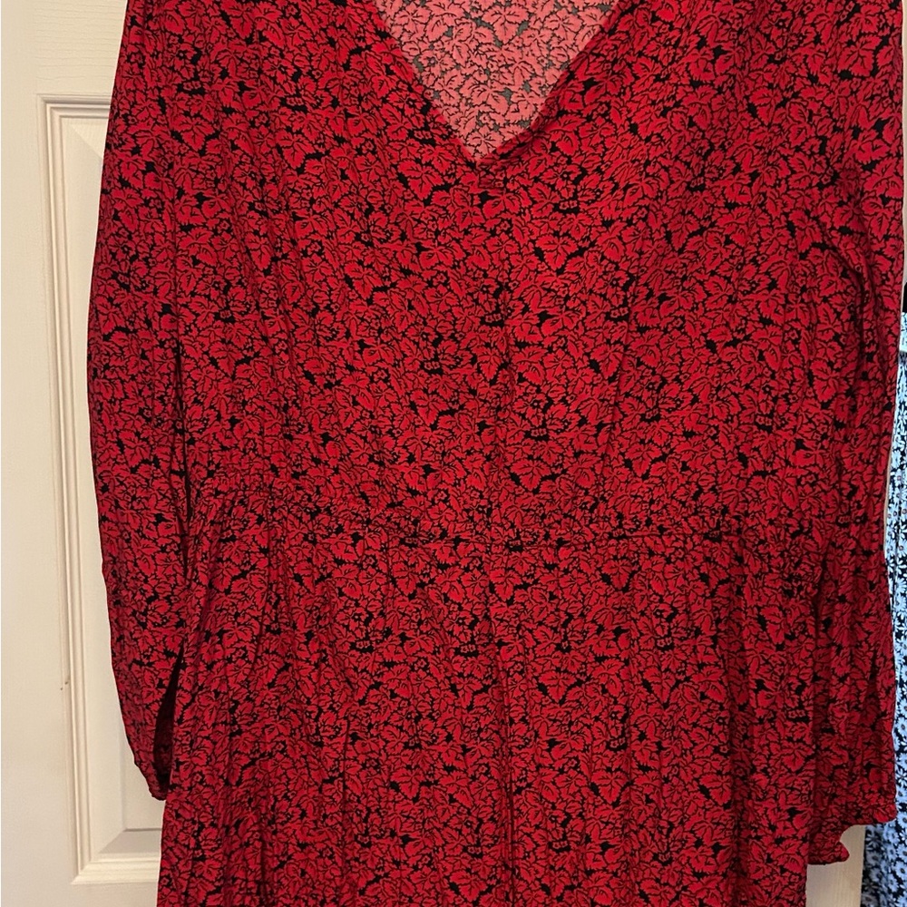 Red and Black Floral Dress